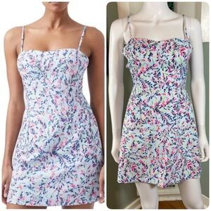French Connection Flores Back Cut Out Pastel Floral Mini Dress small S